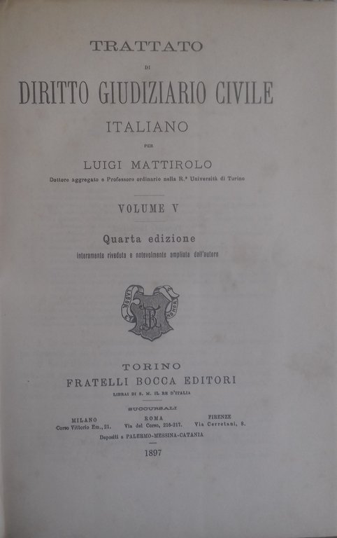 Trattato di Diritto Giudiziario Civile Italiano. Vol. V