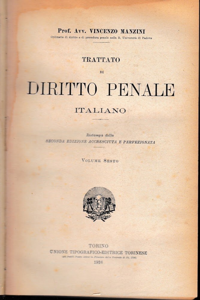 Trattato di Diritto Penale Italiano, vol. 6 | Immagine principale