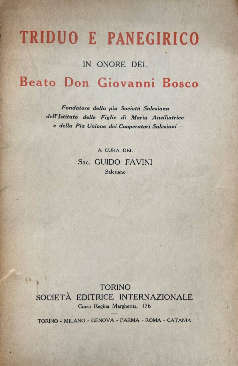 Triduo e Panegirico | Immagine principale