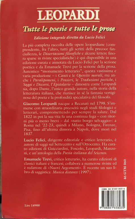 Tutte le poesie e tutte le prose.