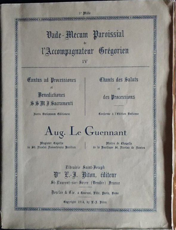 Vademecum paroissial de l'accompagnateur Gregorien IV