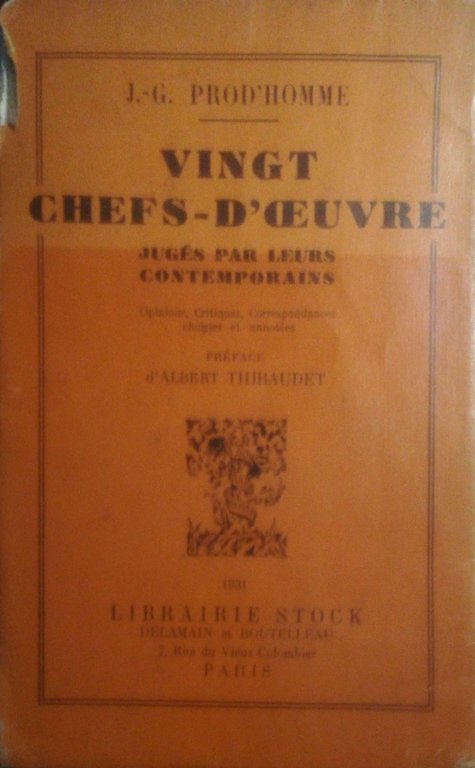 Vingt Chefs-D'oeuvre jugés par luers contemporains