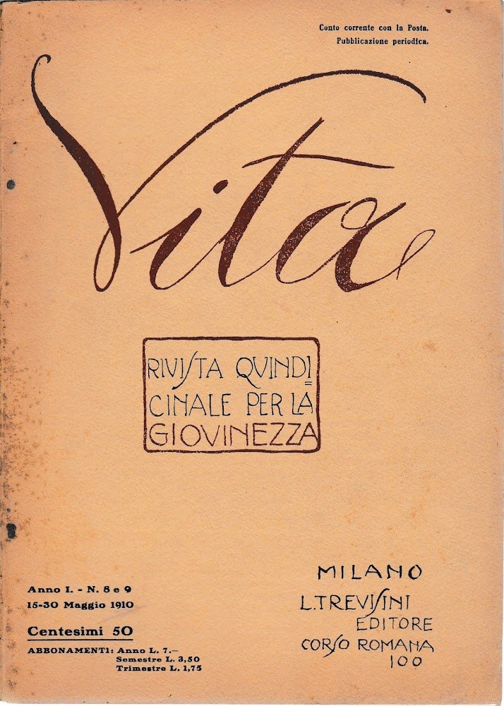 Vita. Rivista quindicinale per la giovinezza anno I. - N. … | Immagine principale