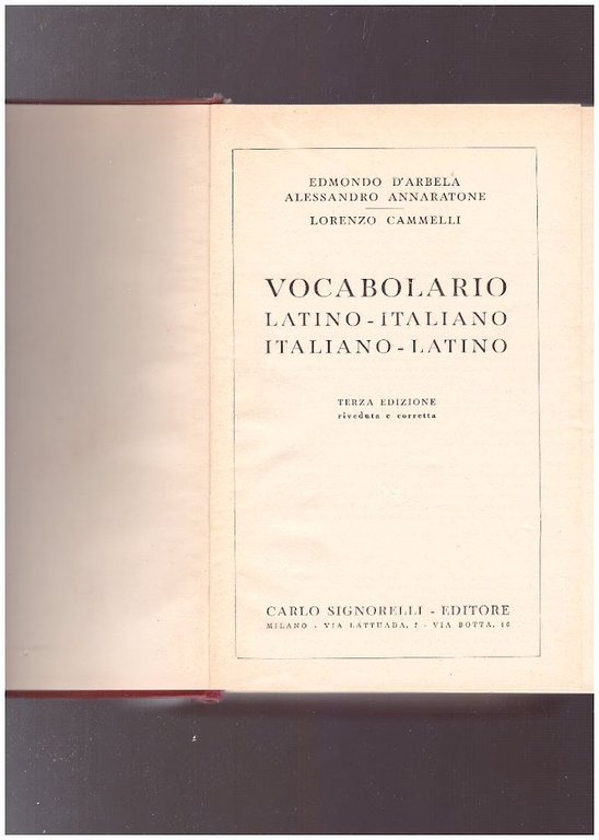 Vocabolario Latino-Italiano Italiano-Latino