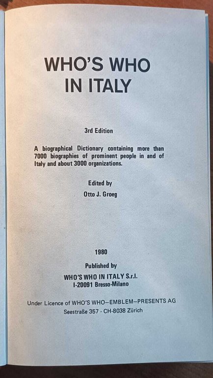 Who's who in Italy 3rd edition
