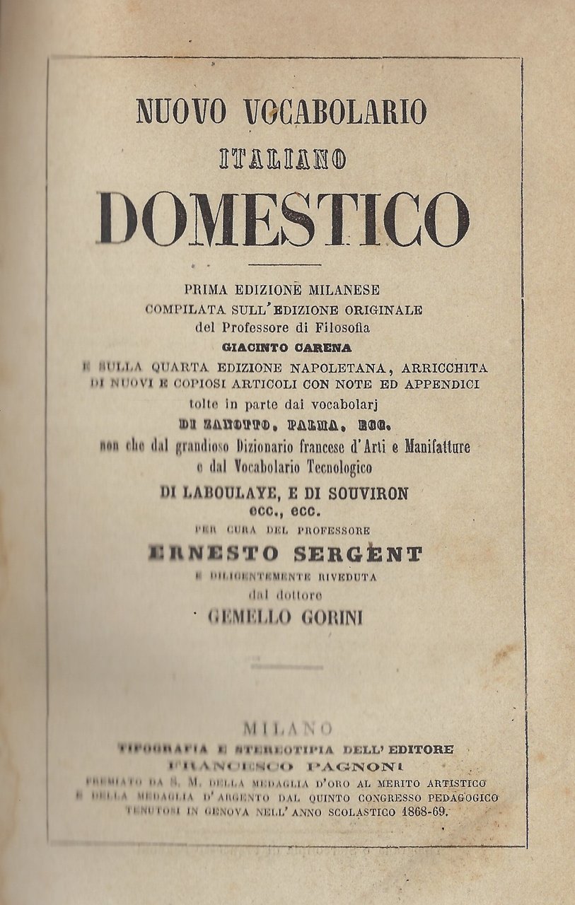 Nuovo Vocabolario Italiano Domestico