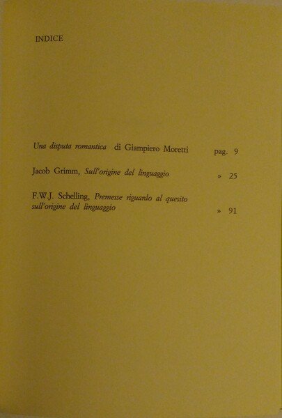 Sull'origine del linguaggio. A cura di Giampiero Moretti.