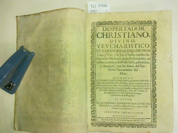 DESPERTADOR CHRISTIANO, DIVINO, Y EUCHARISTICO, DE VARIOS SERMONES DE DIOS …