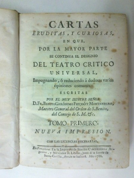 CARTAS ERUDITAS, Y CURIOSAS , EN QUE, POR LA MAYOR … | Immagine principale