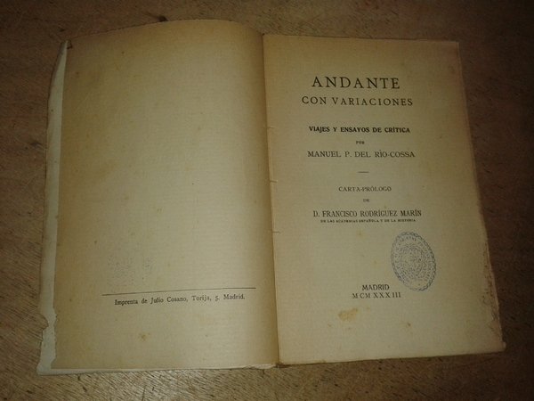 ANDANTE CON VARIACIONES. VIAJES Y ENSAYOS DE CRITICA por ---. …