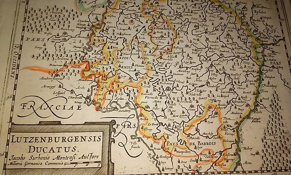 MAPA ANTIGUO: “LUTZENBURGENSIS DUCATUS. Jacobo Surbonio Montensi Auctore”.