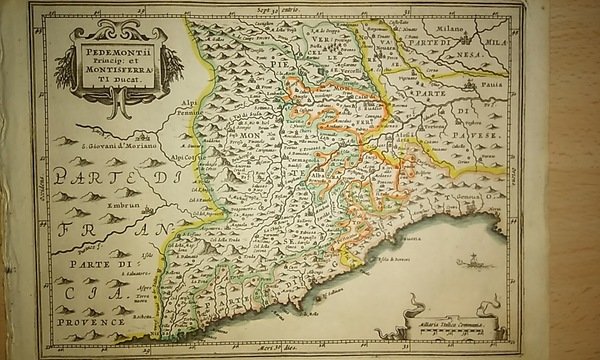 MAPA ANTIGUO: “PEDEMONTII PRINCIP: ET MONTISFERRATI DUCAT.”