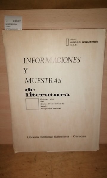 INFORMACIONES Y MUESTRAS DE LITERATURA. Primer año del Ciclo Diversificado …