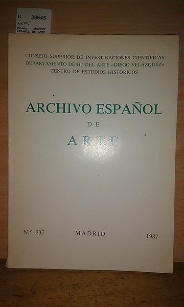 Revista: ARCHIVO ESPAÑOL DE ARTE Nº 237. 1987