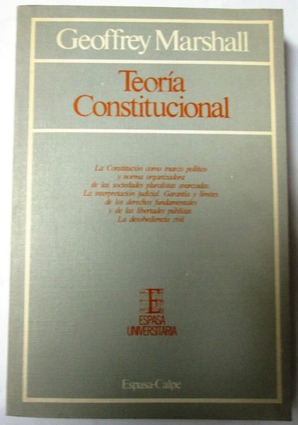 TEORIA CONSTITUCIONAL. Traducción y prólogo por Ramón García Cotarelo