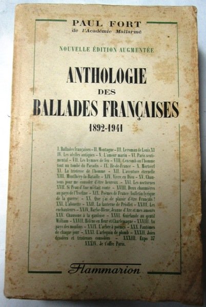ANTOLOGIE DES BALLADES FRANCAISES 1892-1941