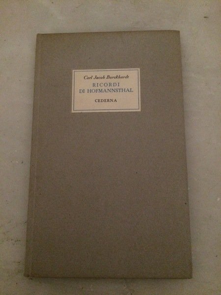 Ricordi di Hofmannsthal.