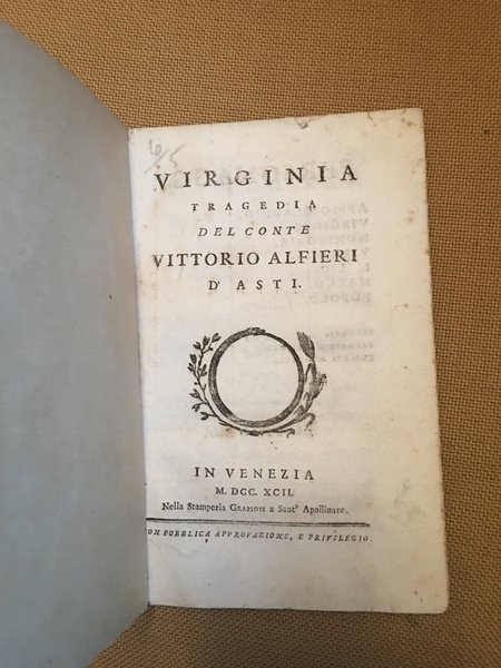 Virginia tragedia del conte Vittorio Alfieri D'Asti.