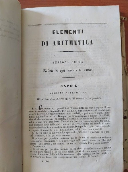 Elementi di aritmetica di F. Amante