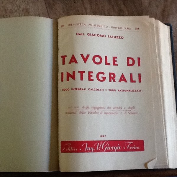 Matematica per tecnici e ingegneri Tavole di integrali Esercizi di …