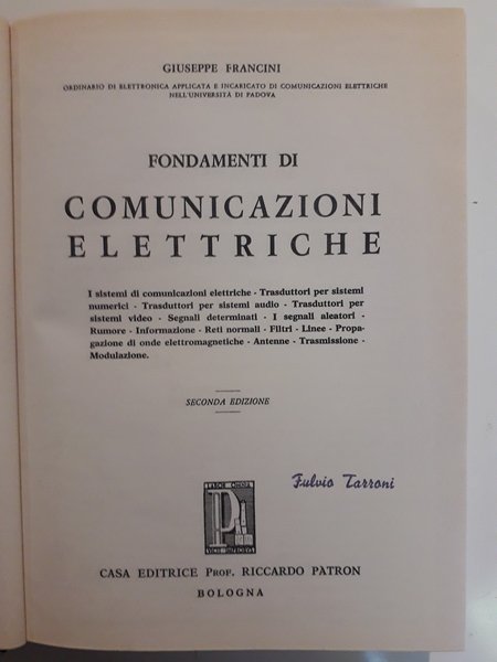 Fondamenti di comunicazioni elettriche
