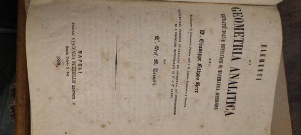 Elementi di geometria analitica estratti dalle istituzioni di matematica superiore
