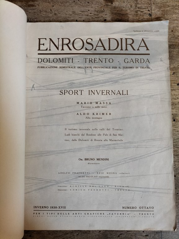 ENROSADIRA Numero Ottavo 1937 Copertina di Achille Dal Lago