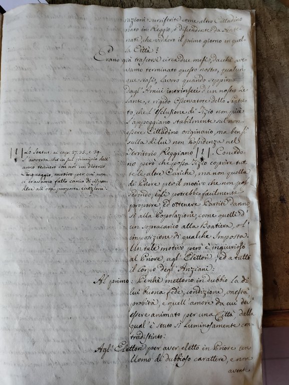 Promemoria manoscritt0 di carattere legale datato presumibilmente anno 1794. Zone …