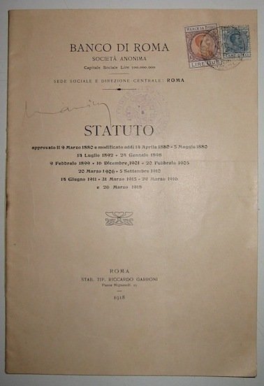 Statuto approvato il 9 marzo 1880.