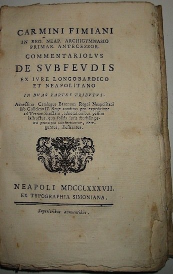 Commentariolus de subfeudis ex iure longobardico et neapolitano.