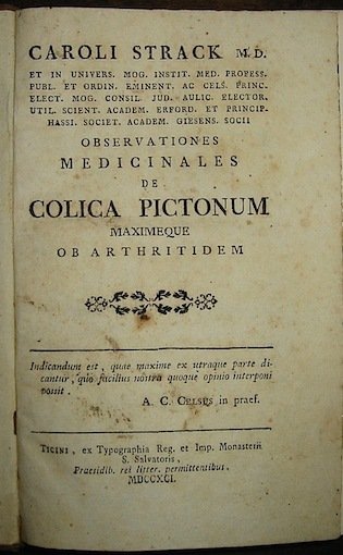 [Raccolta di opuscoli medici]: Strack C., Observationes medicinales de colica …