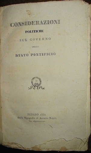 Considerazioni politiche sul governo dello Stato pontificio