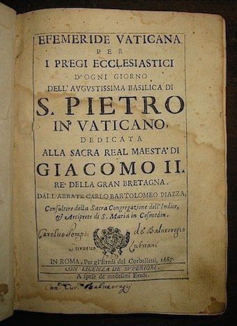 Efemeride Vaticana per i pregi ecclesiastici d’ogni giorno dell’augustissima Basilica …