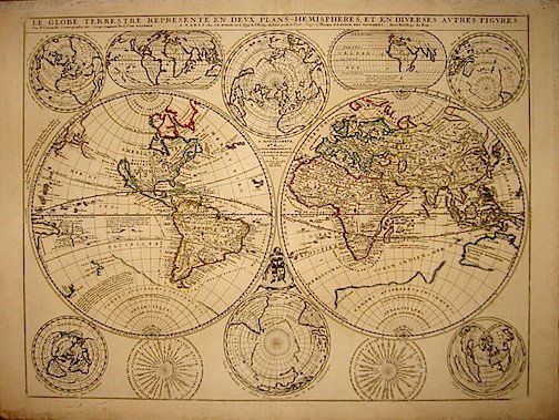 Le Globe Terrestre representé en deux Plans-Hemispheres, et en diverses …