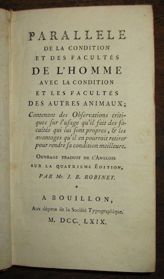 Parallèle de la condition et des facultés de l’Homme avec …