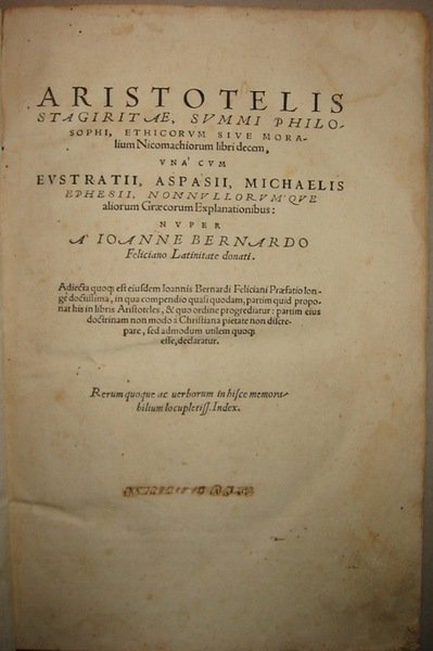 Aristotelis Stagiritae, summi philosophi, Ethicorum sive Moralium Nicomachiorum libri decem, … | Immagine principale
