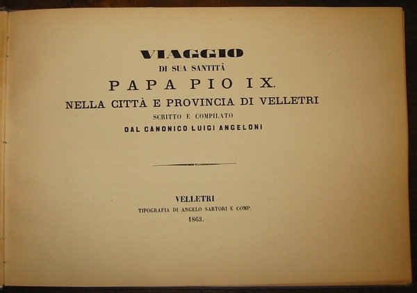 Viaggio di Sua Santità Papa Pio IX nella città e …