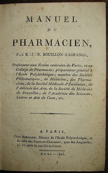 Manuel du pharmacien