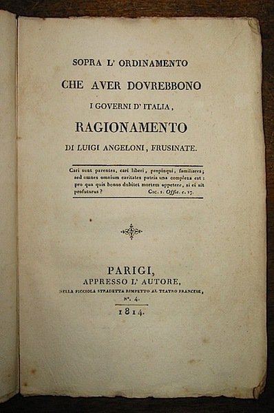 Sopra l’ordinamento che aver dovrebbono i governi d’Italia, ragionamento