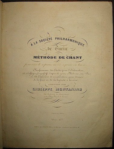 A la Societé philarmonique de Turin. Methode de chant.