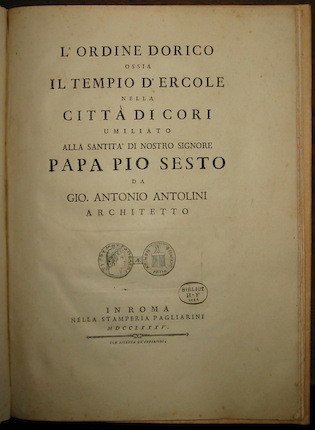 L’ordine dorico ossia il Tempio d’Ercole nella città di Cori …