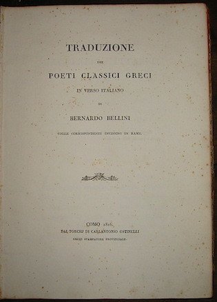Traduzione dei poeti classici greci in verso italiano. colle corrispondenti …