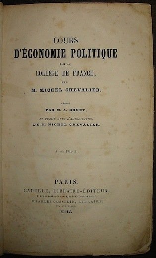 Cours d’économie politique fait au Collège de France.