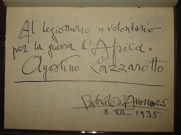 Al Legionario volontario per la guerra d’Africa Agostino Lazzarotto 8.VII.1935
