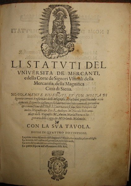 Li Statuti del Universita de Mercanti, e della Corte de …