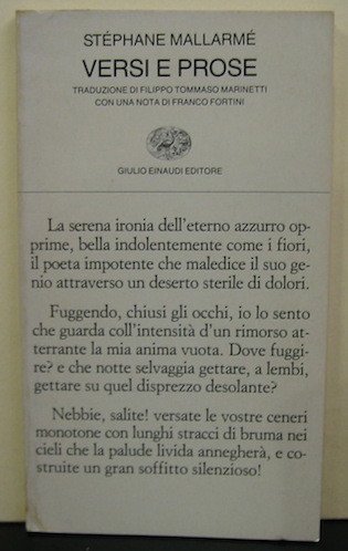 Versi e prose. Traduzione di Filippo Tommaso Marinetti. Con una …