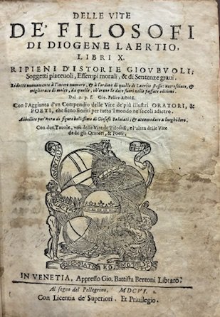 Delle Vite de’ Filosofi di Diogene Laertio, Libri X. Ripieni … | Immagine Gallery 2