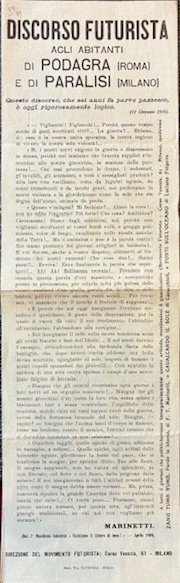 Discorso futurista agli abitanti di Podagra (Roma) e di Paralisi …