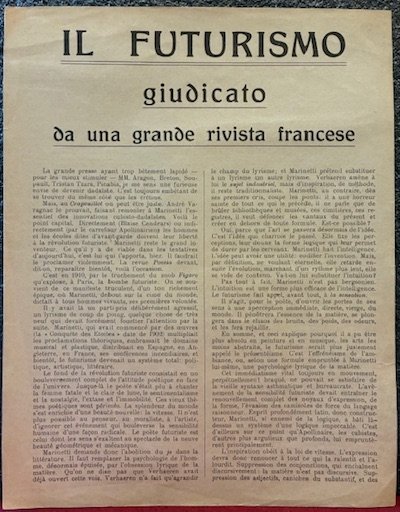 Il Futurismo giudicato da una grande rivista francese