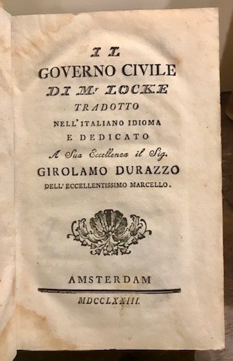 Il governo civile di mr. Locke tradotto nell’italiano idioma